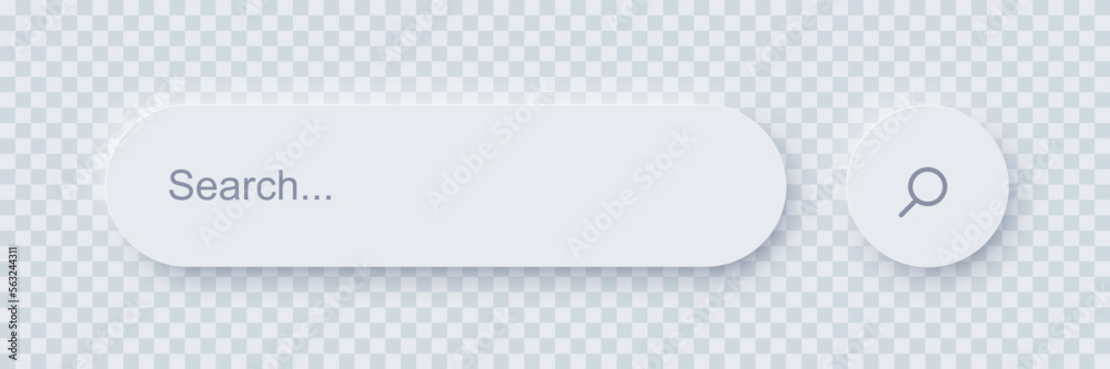Poster search bar form template of neomorphic interface. neomorphism design element, ui component. vector l