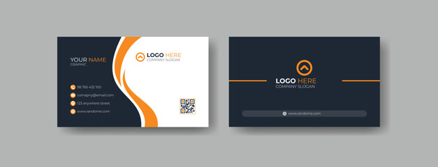 Black and orange simple clean business card layout design