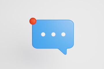 3d chat bubble icon with notification. 3d rendering icon. stylize dialogue symbol with a red notification dot. message notification icon.