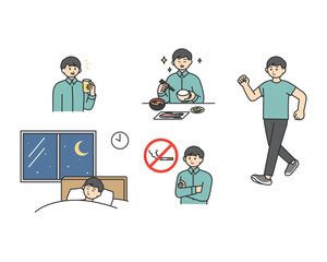生活習慣を予防する習慣のイメージイラスト素材