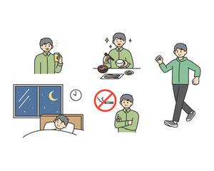 生活習慣を予防する習慣のイメージイラスト素材