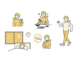 生活習慣を予防する習慣のイメージイラスト素材