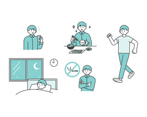 生活習慣を予防する習慣のイメージイラスト素材