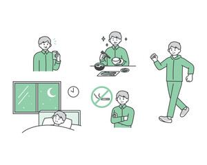 生活習慣を予防する習慣のイメージイラスト素材