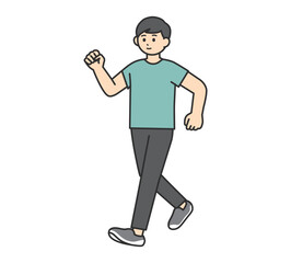 ウォーキングをする男性のイラスト素材