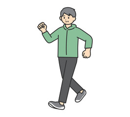 ウォーキングをする男性のイラスト素材