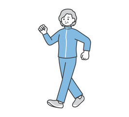 ウォーキングをする女性のイラスト素材