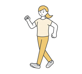 ウォーキングをする女性のイラスト素材
