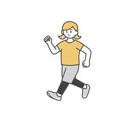 ウォーキングする子どものイラスト素材