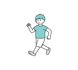 ウォーキングする子どものイラスト素材