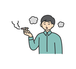 煙草を吸う男性のイラスト素材