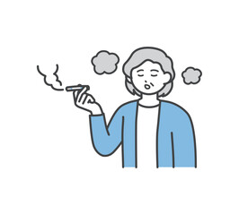 Obraz premium 煙草を吸う女性のイラスト素材