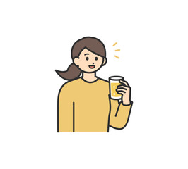 お酒を飲む女性のイラスト素材素材