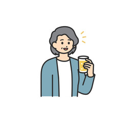 お酒を飲む女性のイラスト素材素材