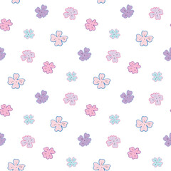 Seamless Pattern with Hand Drawn Flower Art Design on White Background