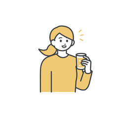 お酒を飲む女性のイラスト素材素材