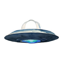 ufo ship digital drawing with watercolor style illustration © slowbuzzstudio