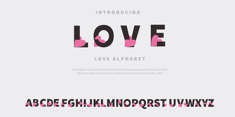 Set alphabet A to Z with love symbol