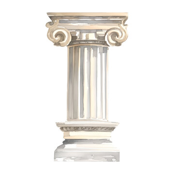 roman column digital drawing with watercolor style illustration