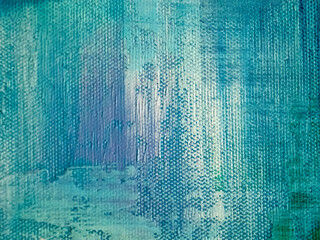 Abstract blurred background in blue-green tone. Fragment of a drawing on canvas.