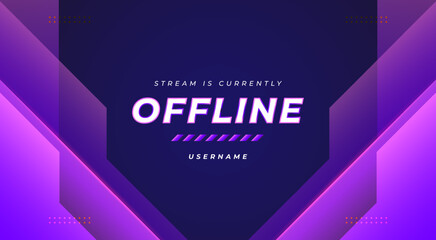 stream currently offline background with purple gradient color. modern futuristic gamers backdrop.