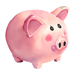piggy bank digital drawing with watercolor style illustration