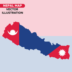 Vector Illustration Nepal Map Inside Flag. Creative Vector Illustration.