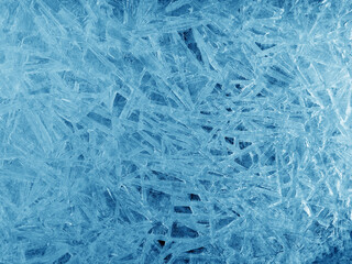 Bizarre ice on the frozen Baltic Sea in winter closeup