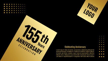 155th Anniversary Celebration template design with gold color for anniversary celebration event, invitation card, greeting card, banner, poster, flyer, book cover. Vector Template