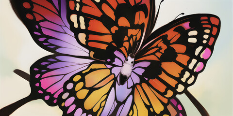 An epic cartoon illustration and digital painting of a Butterfly
