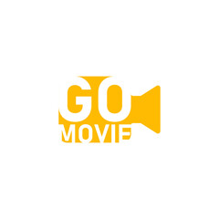 Go Movie Logo. Online Movie Logo. With a camera icon. On yellow, orange, and white colors. Premium, and luxury illustration vector