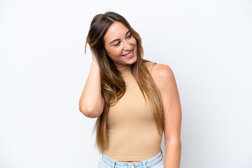 Fototapeta premium Young caucasian woman isolated on white background thinking an idea