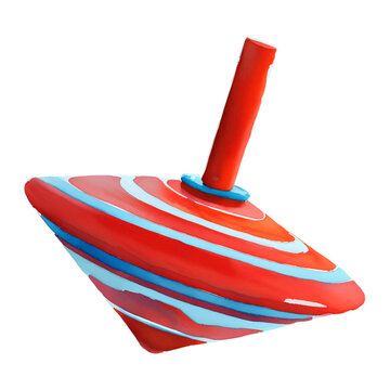 toy spin top digital drawing with watercolor style illustration