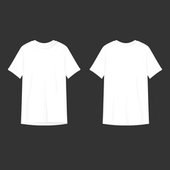 White t shirt mockup vector illustration on isolated black background.