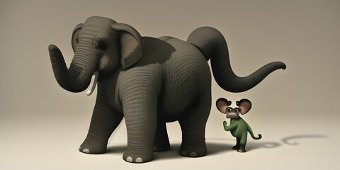 A smooth 3D render of a cute Elephant character with a smile