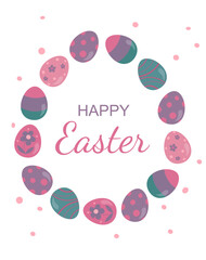 Happy easter card with easter eggs