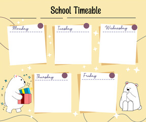 kawaii bear weekly planner 