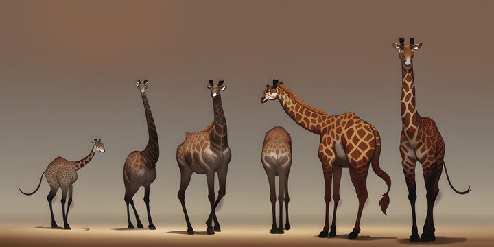 An epic cartoon illustration and digital painting of a Giraffe