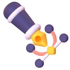 Vector Pen in 3D render for graphic asset web presentation or other