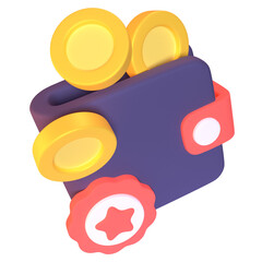 Wallet in 3D render for graphic asset web presentation or other