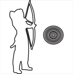 Vector, Image of archery icon, black and white, with transparent background
