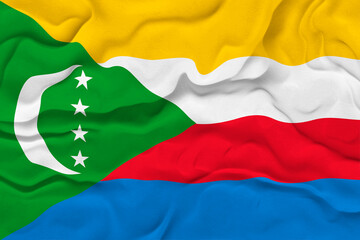 National flag of the Comoros. Background  with flag of the Comoros