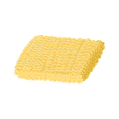 Dried instant noodle block. Traditional asian cuisine. Vector clipart.