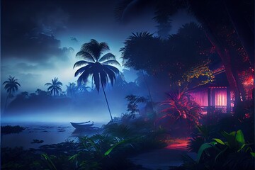 Tropical paradise landscape, Generative ai