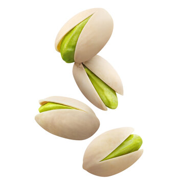 Flying delicious pistachios cut out