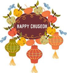 Chuseok korean thanksgiving day decorative element for greeting cards, posters and invitations