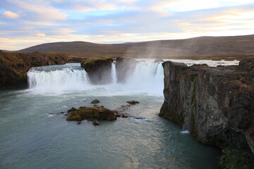 Fototapeta na wymiar Panorama of Godafoss, waterfall in Iceland