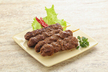 Beef kebab skewer minced meat