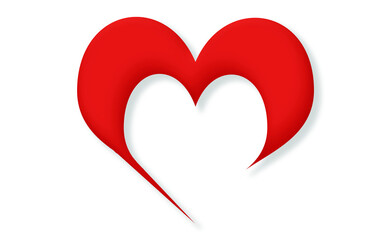 Corazón rojo con volumen sobre fondo transparente.