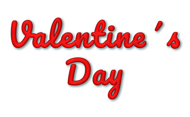 Titulo de san Valentín en rojo sobre fondo transparente. 